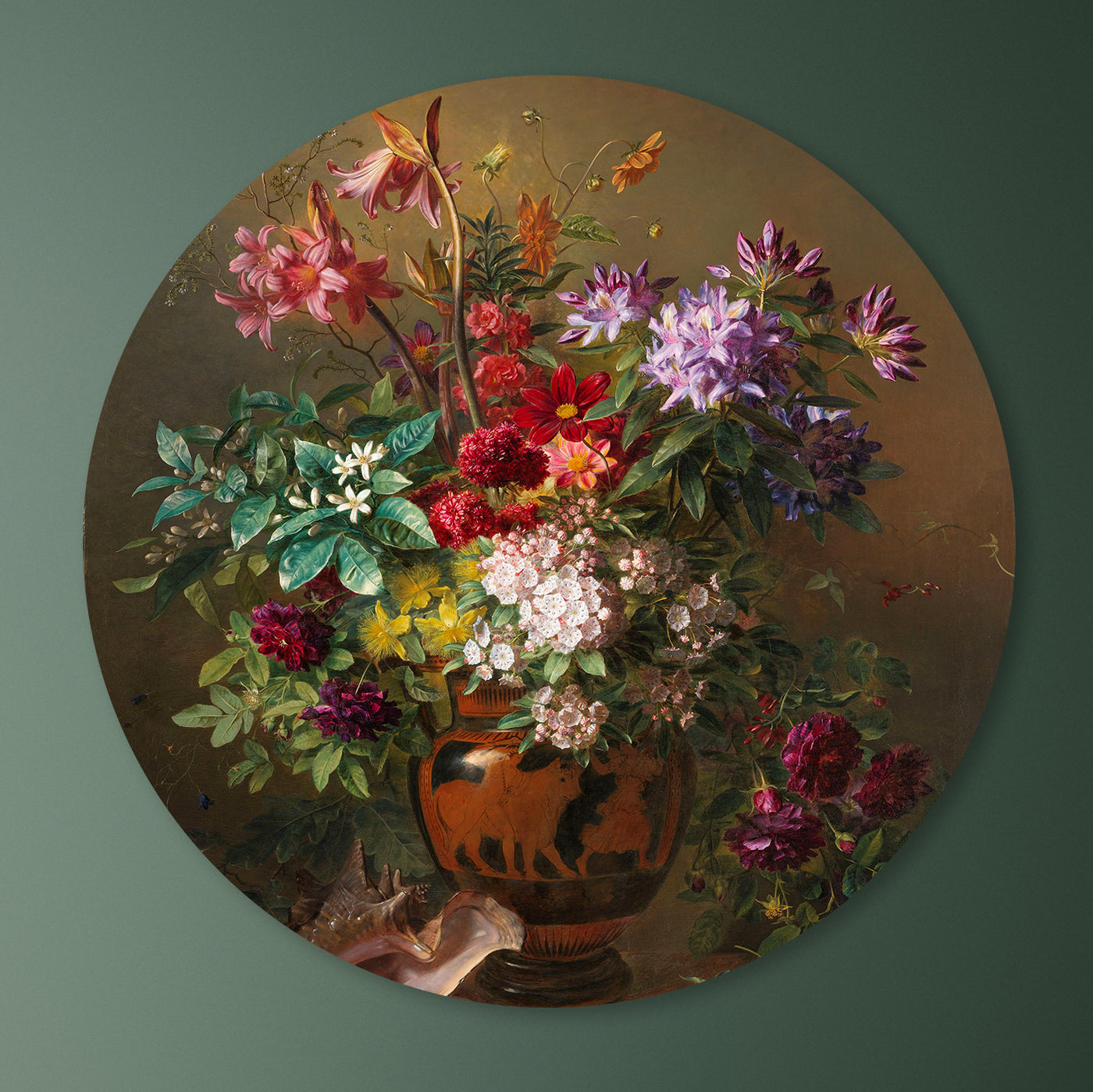 Stilleven met bloemen in een Griekse vaas