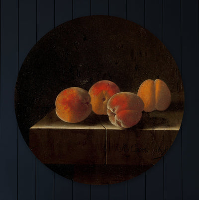 Vier abrikozen op een stenen plint
